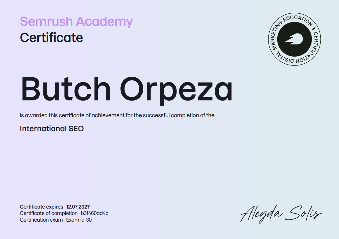 International SEO Certificate
