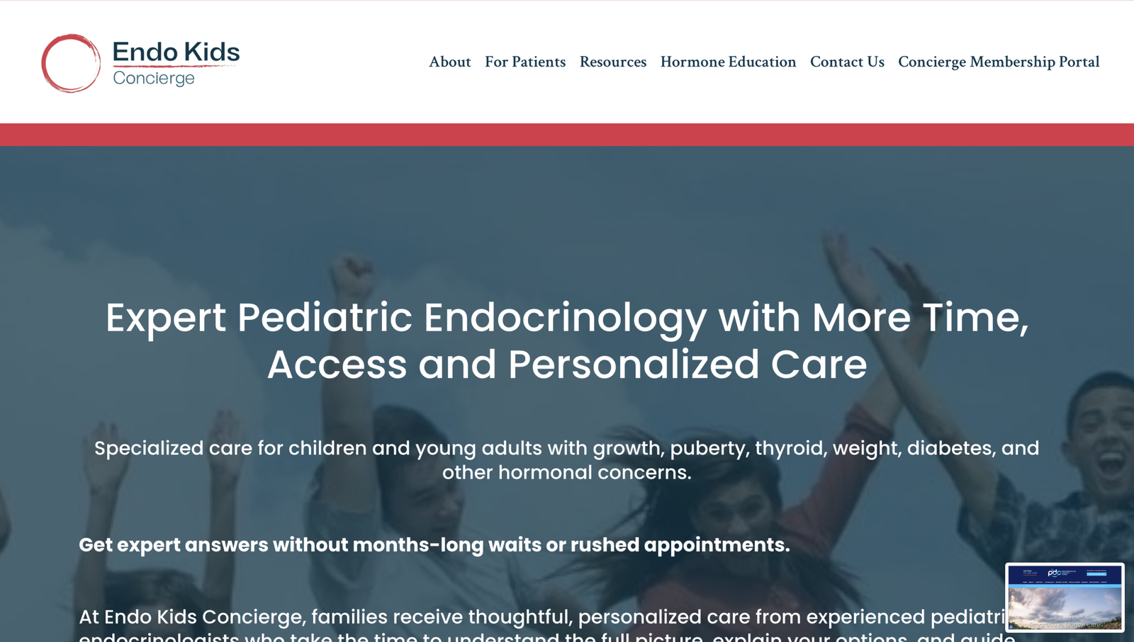 Endokids Concierge website
