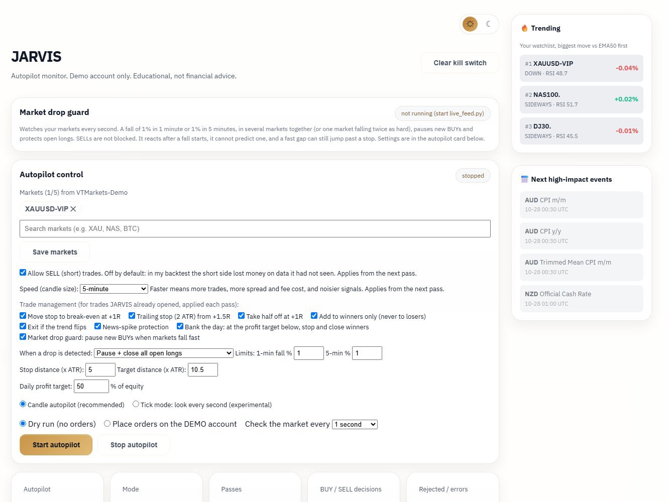 JARVIS: A Trading Autopilot with Hard Safety Rules